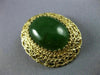 ANTIQUE LARGE AAA GREEN JADE 14K YELLOW GOLD CLASSIC FILIGREE PIN PENDANT #21962