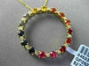 ESTATE LARGE 1.20CT MULTI COLOR SAPPHIRE 14KT YELLOW GOLD CIRCLE OF LIFE PENDANT