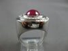LARGE 4.30CT DIAMOND & AAA CABOCHON RUBY 14K WHITE GOLD 3D ROUND FUN RING #28296