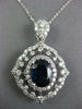 LARGE 4.7CT DIAMOND & AAA SAPPHIRE 14K WHITE GOLD OVAL FILIGREE FLOATING PENDANT