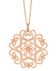 LARGE .27CT MOCHA DIAMOND 18KT ROSE GOLD STAR FLOWER FILIGREE FLOATING PENDANT