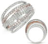 ESTATE LARGE 3.08CT DIAMOND 14KT WHITE & ROSE GOLD CRISS CROSS ANNIVERSARY RING