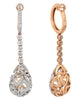 LARGE 1.74CT DIAMOND 18K WHITE ROSE GOLD MULTI FLOWER TEAR DROP HANGING EARRINGS