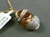 ESTATE .43CT DIAMOND 14KT WHITE & ROSE GOLD BABY SHOE FLOATING PENDANT & CHAIN