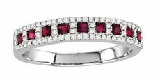 .63CT DIAMOND & AAA RUBY 14KT WHITE GOLD SQUARE SEMI ETERNITY ANNIVERSARY RING