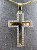ESTATE .52CT DIAMOND 14KT TWO TONE GOLD 3D CLASSIC DOUBLE PLATED CROSS PENDANT