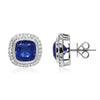 9.38CT DIAMOND & AAA SAPPHIRE 18KT WHITE GOLD CUSHION & ROUND FILIGREE EARRINGS
