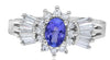 1.19CT DIAMOND & AAA TANZANITE 14KT WHITE GOLD OVAL ROUND & BAGUETTE FLOWER RING