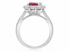 LARGE GIA CERTIFIED 3.44CT DIAMOND & AAA RUBY PLATINUM OVAL HALO ENGAGEMENT RING