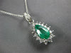 1.96CT DIAMOND & COLOMBIAN EMERALD 14K WHITE GOLD PEAR SHAPE HALO PENDANT #27053