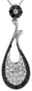 .31CT WHITE & BLACK DIAMOND 14KT WHITE GOLD 3D TEAR DROP FLOWER FLOATING PENDANT