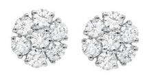 ESTATE .26CT DIAMOND 14KT WHITE GOLD 3D CLASSIC ROUND FLOWER FUN STUD EARRINGS