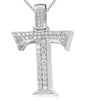 ESTATE EXTRA LARGE 1.51CT DIAMOND 14KT WHITE GOLD T INITIAL FUN FLOATING PENDANT