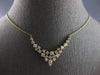 ESTATE LONG 1.52CT DIAMOND 14KT YELLOW GOLD ROUND CLUSTER V SHAPE LOVE NECKLACE