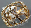 ESTATE WIDE .55CT DIAMOND 18KT ROSE GOLD 3D OPEN FILIGREE STAR FUN RING
