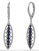 .91CT DIAMOND & AAA SAPPHIRE 14KT WHITE GOLD 3D LEAF LEVERBACK HANGING EARRINGS