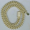 LARGE & LONG 21.19CT DIAMOND 14KT YELLOW GOLD CUBAN SOLID ETERNITY LOVE NECKLACE