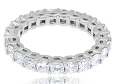 2.59CT DIAMOND 18KT WHITE GOLD 3D CUSHION SHARED PRONG ETERNITY ANNIVERSARY RING