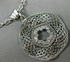 ANTIQUE .20CT DIAMOND 14K WHITE GOLD FILIGREE 5 CLOVER FLOWER FLOATING PENDANT