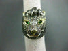 ANTIQUE LARGE 2.39CT COLOR DIAMOND & EMERALD 18KT YELLOW & BLACK GOLD LION RING