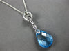 LARGE 6.21CT DIAMOND & AAA BLUE TOPAZ 14KT WHITE GOLD TEAR DROP FLOATING PENDANT