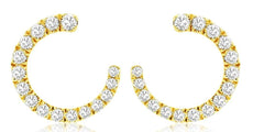 .75CT DIAMOND 14KT YELLOW GOLD GRADUATING JOURNEY SIDEWAYS HOOP HANGING EARRINGS