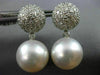 ESTATE LARGE 1.56CT DIAMOND & AAA SOUTH SEA PEARL 18K WHITE GOLD ETOILE EARRINGS