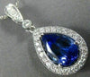ESTATE LARGE 2.4CT DIAMOND & AAA TANZANITE 14K WHITE GOLD TEAR DROP HALO PENDANT