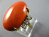 EXTRA LARGE .55CT DIAMOND & AAA CORAL 18KT 2 TONE GOLD CLASSIC OVAL & ROUND RING