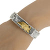 ESTATE HANDCRAFTED 18KT YELLOW GOLD & 925 SILVER EAGLE 3D CUFF BANGLE BRACELET