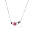 ESTATE .91CT DIAMOND & AAA RUBY 14KT WHITE GOLD 5 STONE GRADUATING LOVE NECKLACE