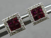 .61CT DIAMOND & AAA RUBY 14K WHITE GOLD PRINCESS & ROUND INVISIBLE STUD EARRINGS