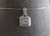 ESTATE .29CT DIAMOND 14KT WHITE GOLD ROUND CLUSTER HALO SQUARE FOATING PENDANT