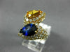 ESTATE LARGE 5.50CT DIAMOND AAA BLUE & YELLOW SAPPHIRE 18K YELLOW GOLD 3D RING