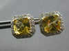 4.13CT DIAMOND & AAA CITRINE 14KT YELLOW GOLD 3D CUSHION OCTAGON STUD EARRINGS
