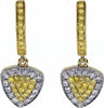 .55CT WHITE & FANCY YELLOW DIAMOND 18KT 2 TONE GOLD TRIANGULAR HANGING EARRINGS