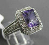 ESTATE 2.60CT DIAMOND & AAA AMETHYST 14K WHITE HALO DESIGN FILIGREE EMERALD RING