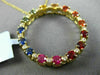 LARGE 1.20CT DIAMOND MULTI COLOR SAPPHIRE 14K YELLOW GOLD CIRCLE OF LIFE PENDANT