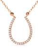 ESTATE LARGE .12CT DIAMOND 14KT ROSE GOLD 3D LUCKY HORSESHOE FUN NECKLACE