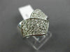ESTATE LARGE 1.0CT DIAMOND 14KT WHITE GOLD 3D CRISS CROSS MULTI ROW V SHAPE RING