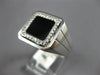 ESTATE .17CT DIAMOND & AAA ONYX 14KT WHITE GOLD 3D CLASSIC SQUARE HALO MENS RING