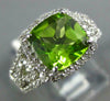 LARGE 2.45CT DIAMOND & AAA PERIDOT 14K WHITE GOLD CUSHION HALO FILIGREE FUN RING