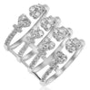 LARGE 1.35CT DIAMOND 18KT WHITE GOLD 3D MULTI FLOWER MULTI RING TENSION RING