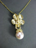 ANTIQUE DIAMOND & AAA SOUTH SEA PEARL 14KT YELLOW GOLD FLOWER PENDANT #22161