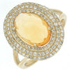3.46CT DIAMOND & AAA CITRINE 14KT YELLOW GOLD OVAL & ROUND TRIPLE HALO FUN RING