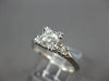 ANTIQUE LARGE .69CT DIAMOND PLATINUM 3 STONE FILIGREE 3D ENGAGEMENT RING #28020