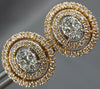 1.20CT DIAMOND 14KT WHITE & ROSE GOLD CLASSIC CLUSTER DOUBLE HALO STUD EARRINGS