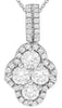 1.20CT DIAMOND 14KT WHITE GOLD CLASSIC 4 STONE FLOWER HALO LOVE FLOATING PENDANT