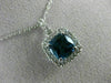 ESTATE 2.27CT AAA LONDON BLUE TOPAZ & WHITE SAPPHIRE 14K WHITE GOLD HALO PENDANT