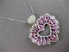 LARGE 7.5CT DIAMOND & AAA PINK SAPPHIRE 14KT WHITE GOLD 3D DOUBLE HEART PENDANT
